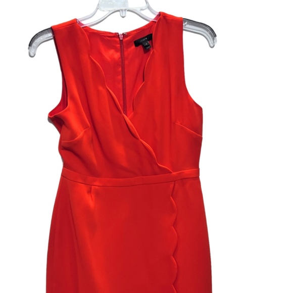 J Crew Red Sleeveless Scalloped Lined Dress - Picture 2 of 10